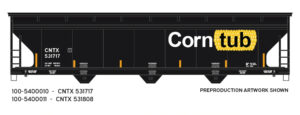 PREORDER - HO Scale CornTub Grain Service 3-Bay Covered Hopper